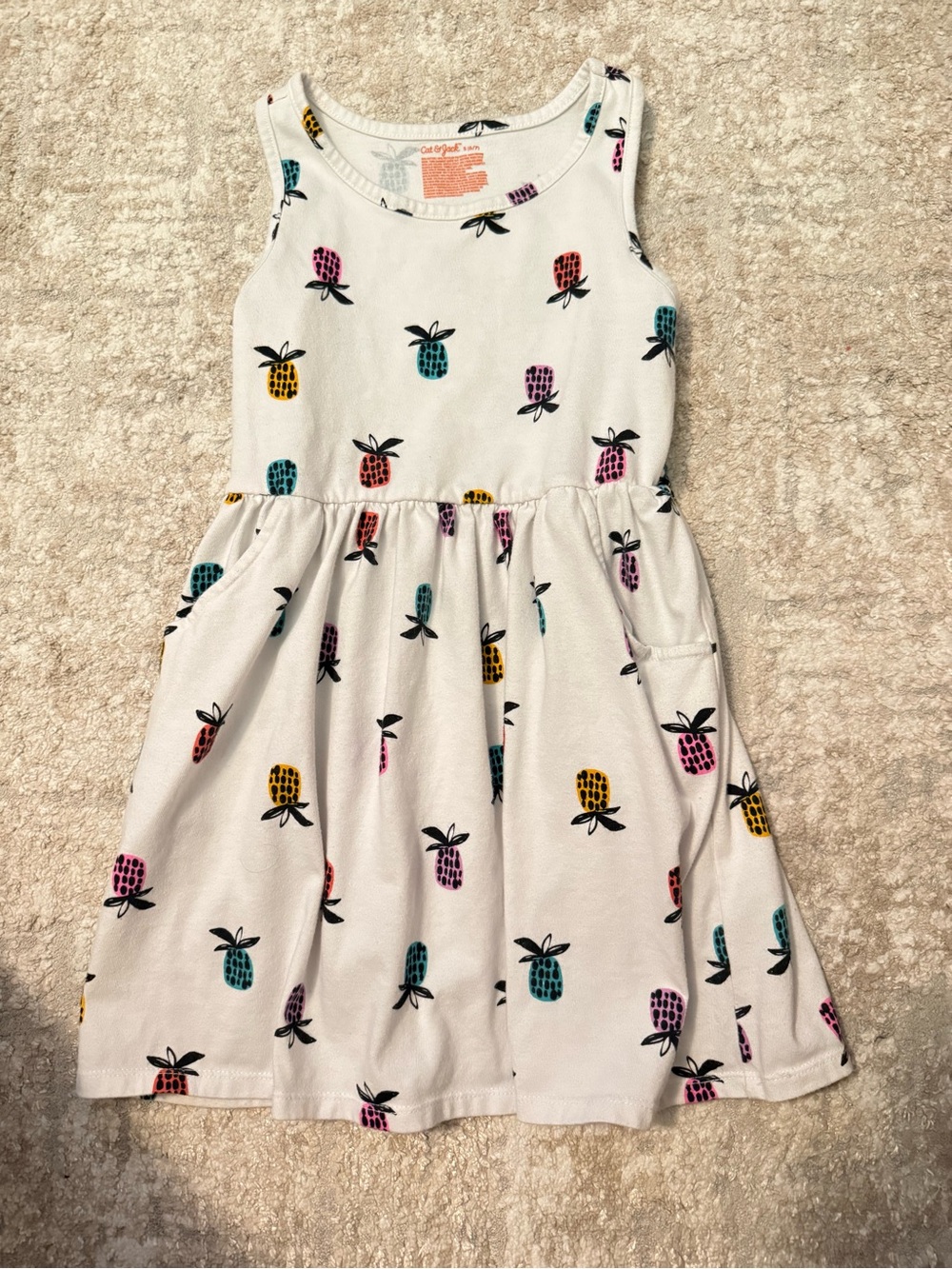 Cat & Jack White Tank Dress with Multicolor Pineapple Print size S 6/7